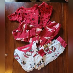 3-Pack Carter's Red Theme Pajama Sets- Christmas, Fire Dogs, Fire Trucks 5T
